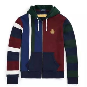 Polo Ralph Lauren Colorblock Novelty Gold Crest Hoodie Sweatshirt Sweater Mens L
